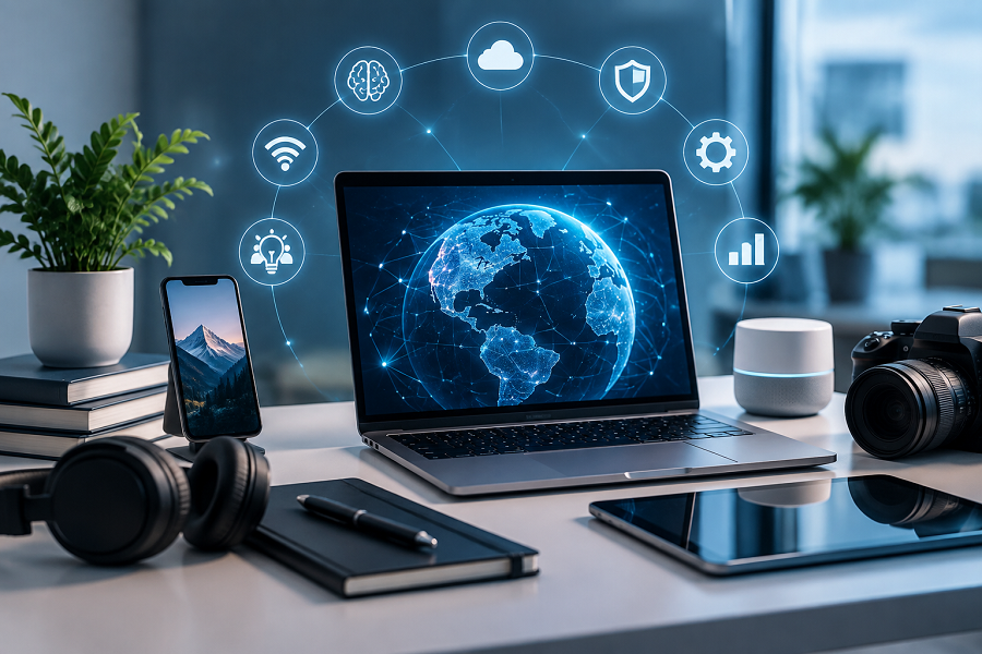 Connected Workspace with AI Network Glow